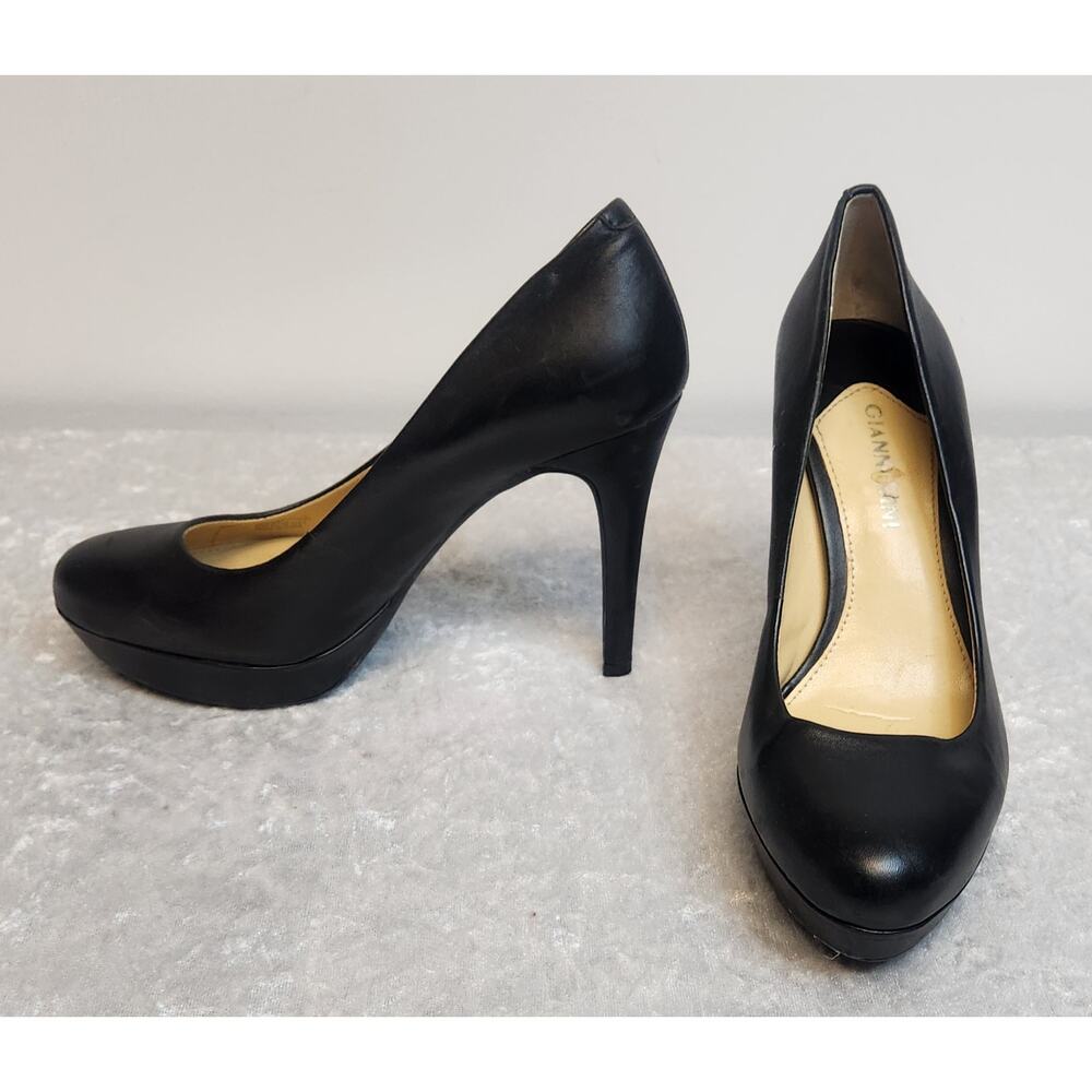 Gianni Bini Womens Black Leather Closed Toe Platform Stiletto Pumps- Size 6M